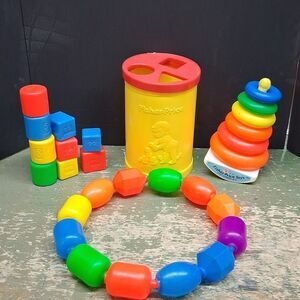 Fisher-Price 627 Ring Stacker, Pop Beads, Sorting Blocks